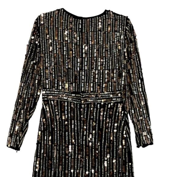 Mac Duggal 93590 Embellished High Neck Long Sleeve Midi Dress| Size 8 - Picture 10 of 12